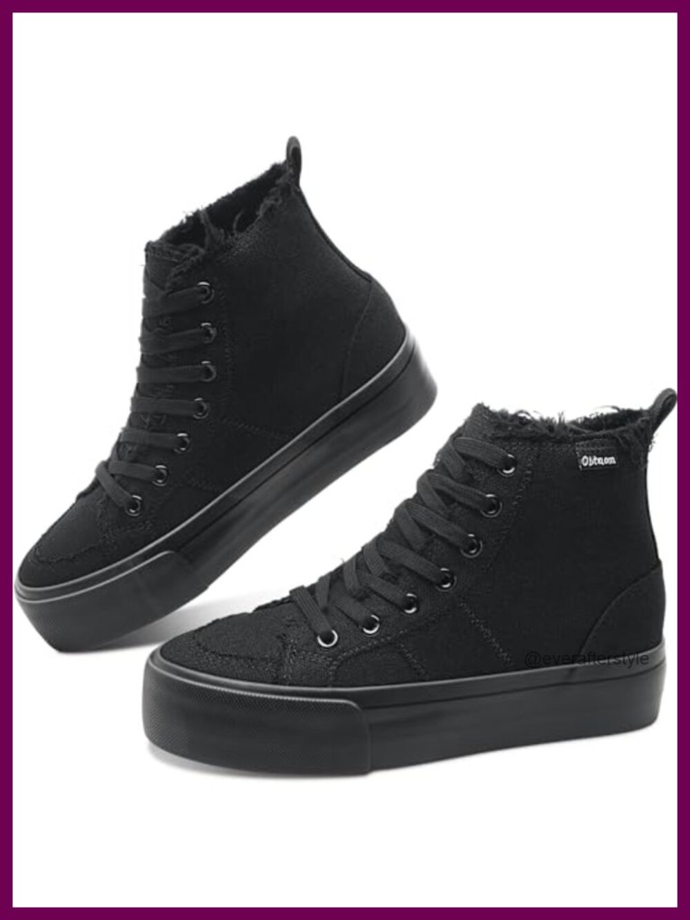 High Top Platform Sneakers Women Mid Calf Canvas Skate Shoes Fashion Casual